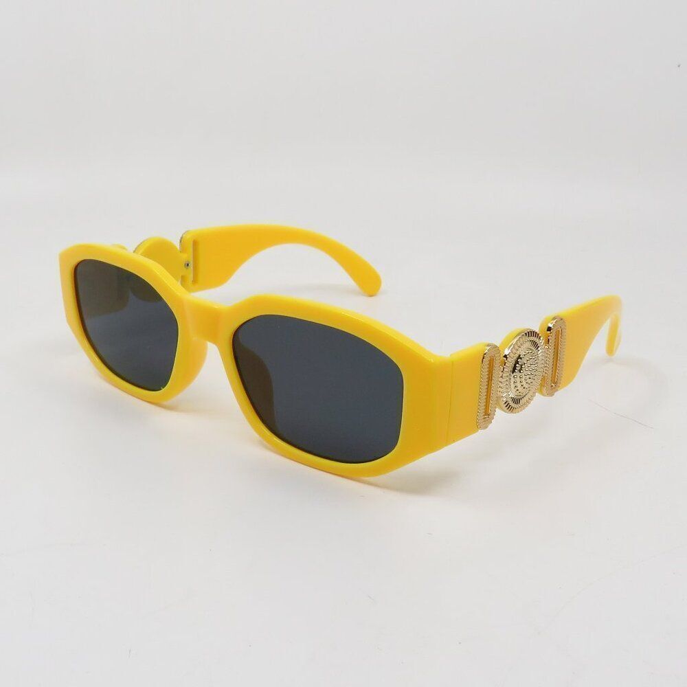 Fashion Sunglasses Retro Yellow/Grey Gold Logo Vintage Fashion Irregular Frame